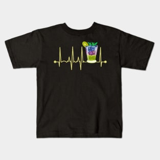 Funny Cocktail Glass Heartbeat Happy Cocktail Hour Kids T-Shirt